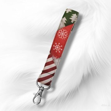   Kulcstartó, csuklópánt és táskadísz karácsonyi mintával