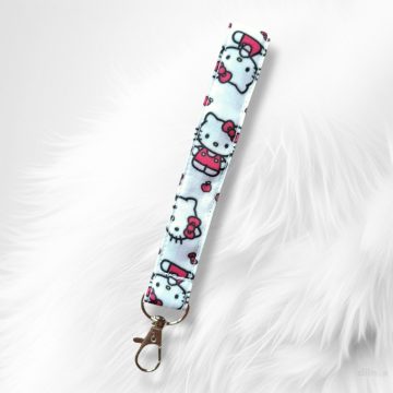   Kulcstartó, táskadísz és csuklópánt Hello Kitty mintával