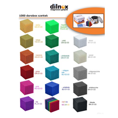 1000 darabos mágneses golyó szett SZÍNES